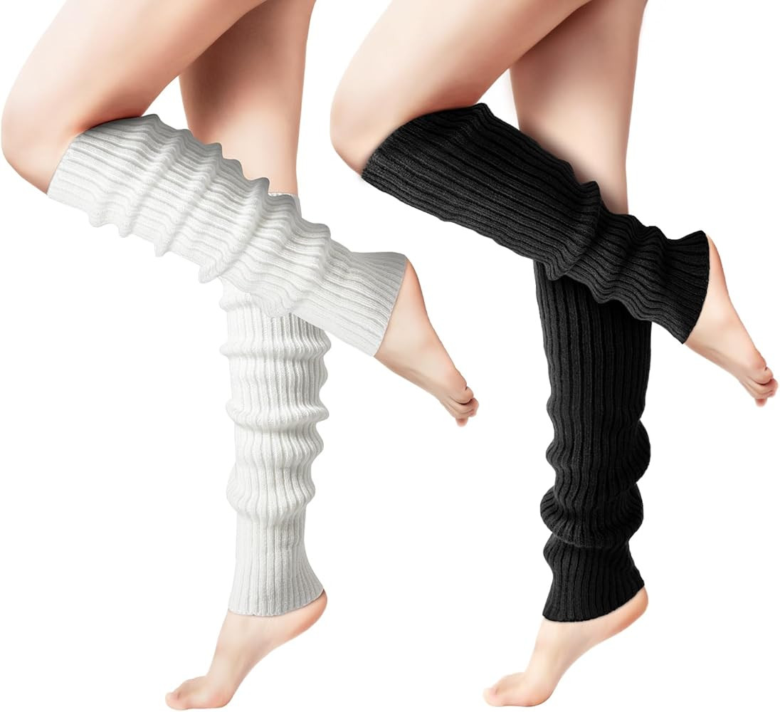 Clothirily Leg Warmers, 2 Pairs Fashion Knit Neon Leg Warmers, Ribbed Knit Leg Warmer Socks for Y... | Amazon (US)