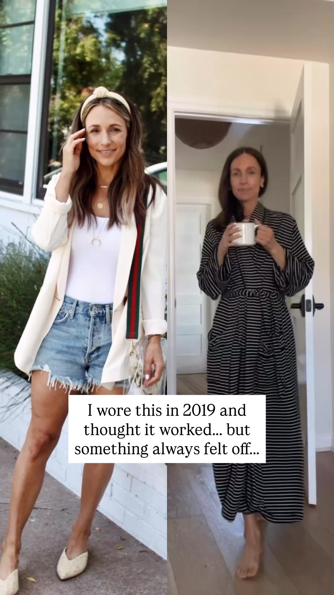 I don’t think this outfit was bad… but I do remember it never quite feeling right.
So I’d add more. More layers. More accessories. More trying to make it feel “complete.”
Now I do the opposite.
A longer hemline feels more polished. Simple sandals instead of anything fussy. A clutch that reads refined, not casual. A cap that feels relaxed, but intentional.
Cleaner lines. Less structure. Better balance.
Not perfect — just easier.
Curious if anyone else has had this shift too?
