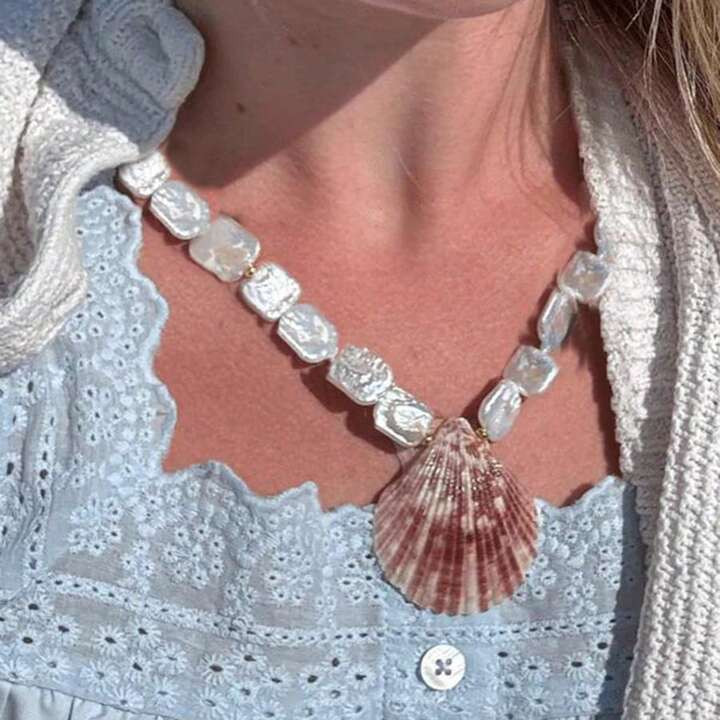 manbara 2025 Boho Beach Bohemian Square Shell & Pearl Choker Necklaces For Women Girls, Summer Fa... | SHEIN