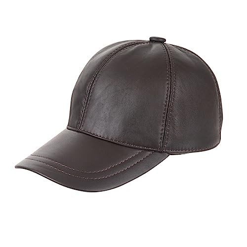Zessano Genuine Leather Unisex Baseball Cap - 100% Sheep Leather Mens and Womens Baseball Cap with Adjustable Back Strap (Brown) | Amazon (US)