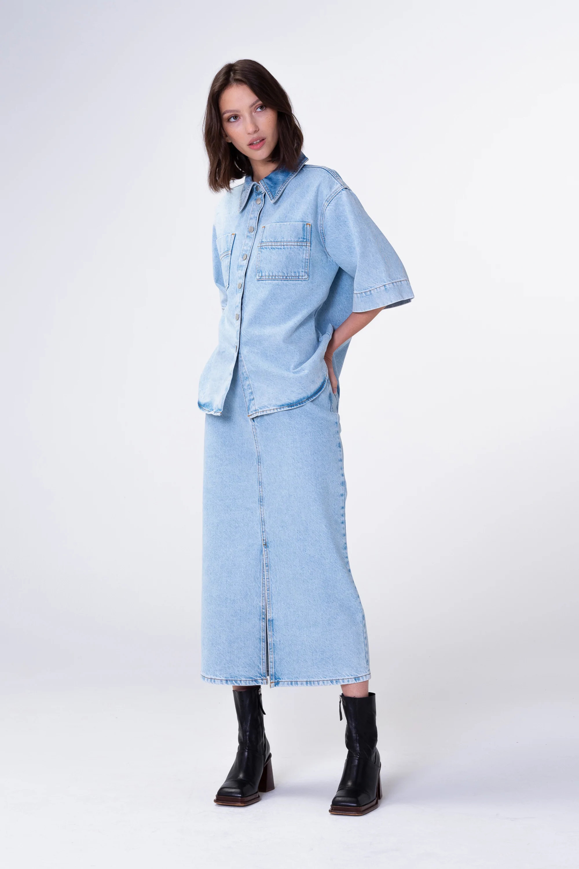 Greta Midi Denim Skirt | Aligne UK