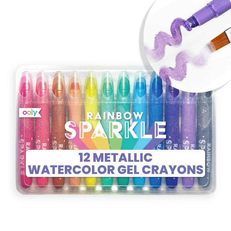 OOLY Metallic Gel Crayons, 12 Washable Sparkly Watercolor Crayons for Kids - Plastic Box | Walmart (US)