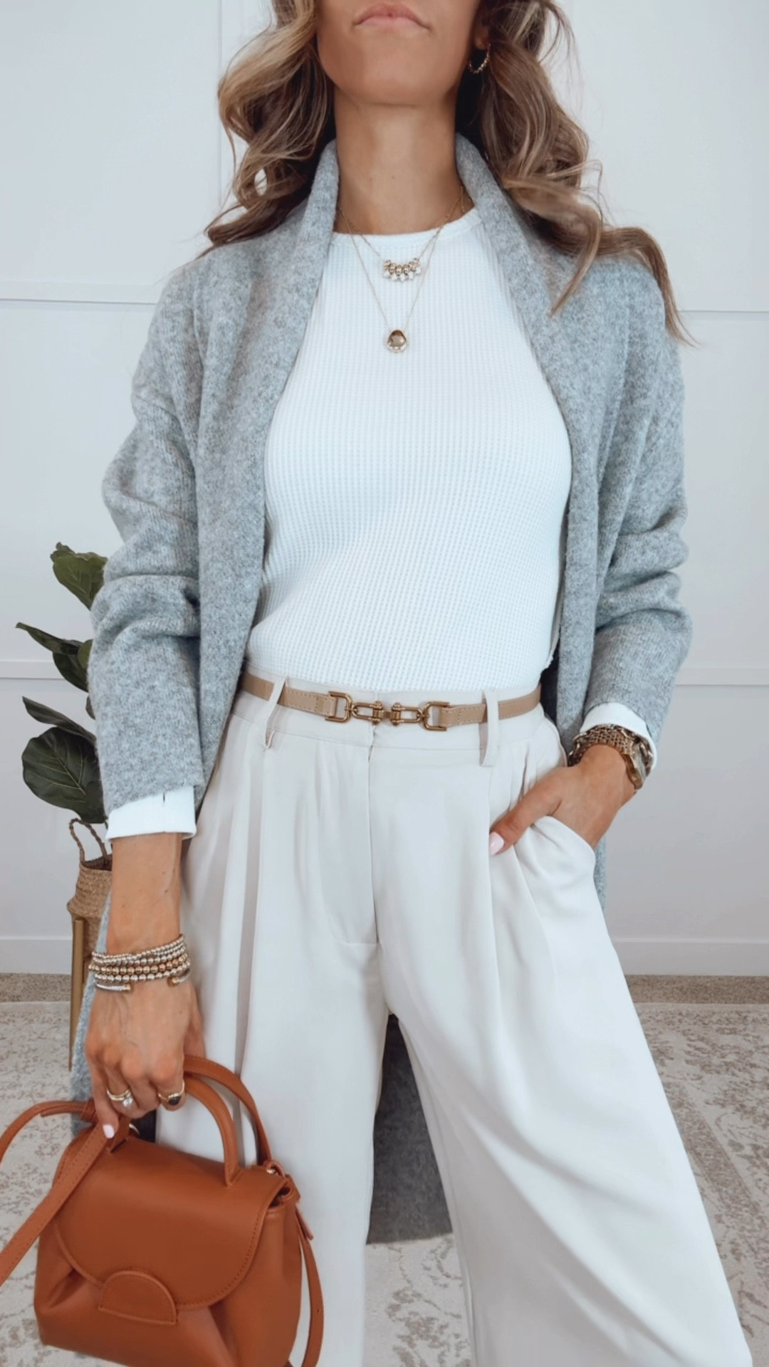 Saodimallsu Cardigan Court En Tricot Pour Femme - Col Rond - Manches Longues - Ouverture Sur Le Devant - Doux, Beige, TT-Grand