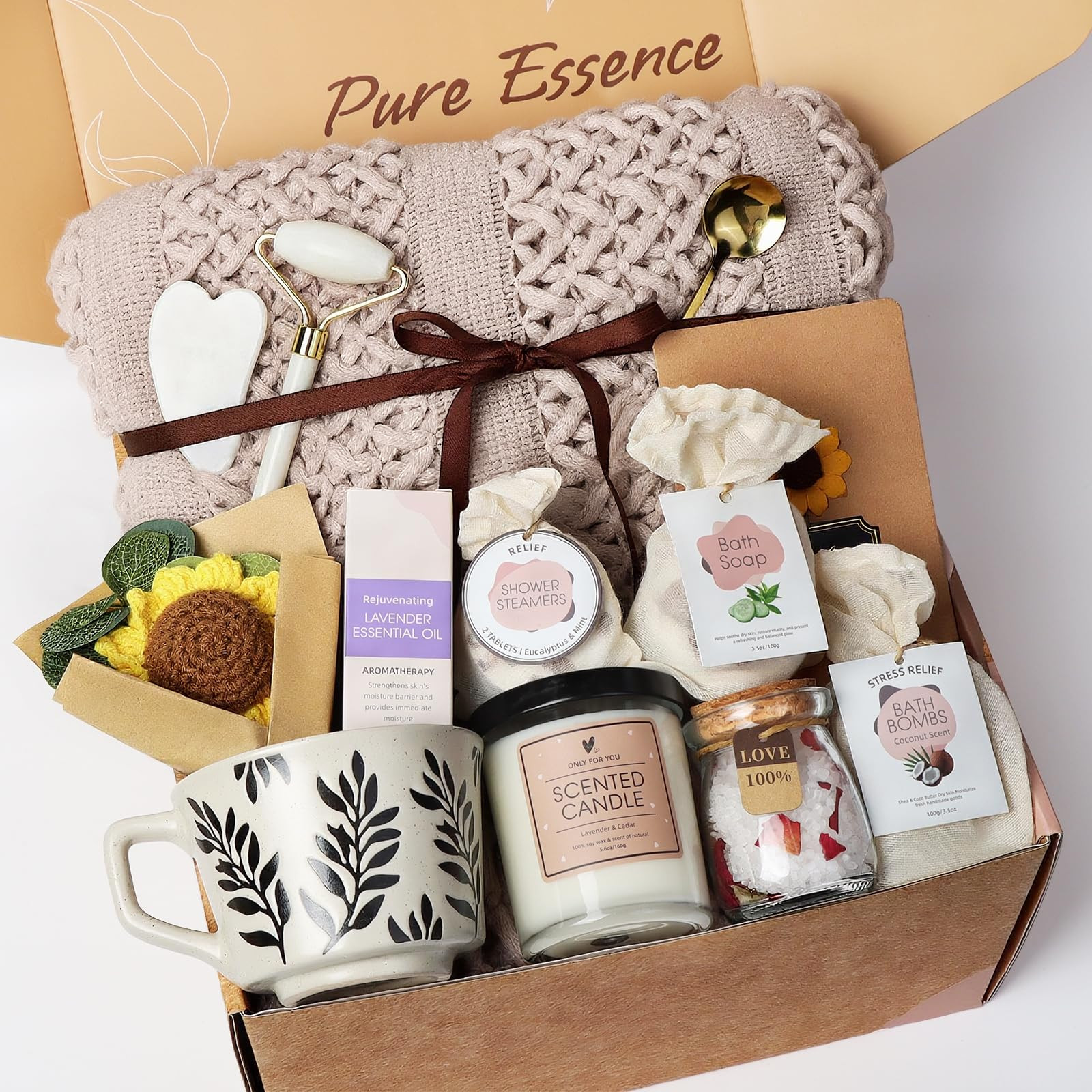 Get Well Soon Gifts Baskets for Women - Self Care Spa Care Package w/Blanket, Thinking of You Ins... | Amazon (US)