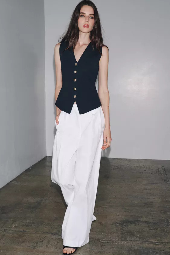 PLAIN KNIT WAISTCOAT TOP | Zara UK
