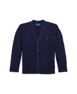 Toddler and Little Boys Cable-Knit Cotton V-Neck Cardigan Sweater | Macy's