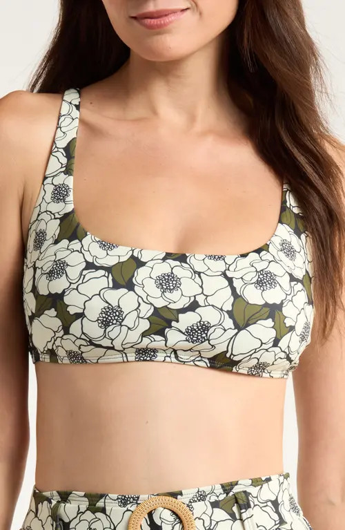 Hutch Conny Floral Bikini Top in Black Olive Fl Outline Poppies at Nordstrom, Size Medium | Nordstrom