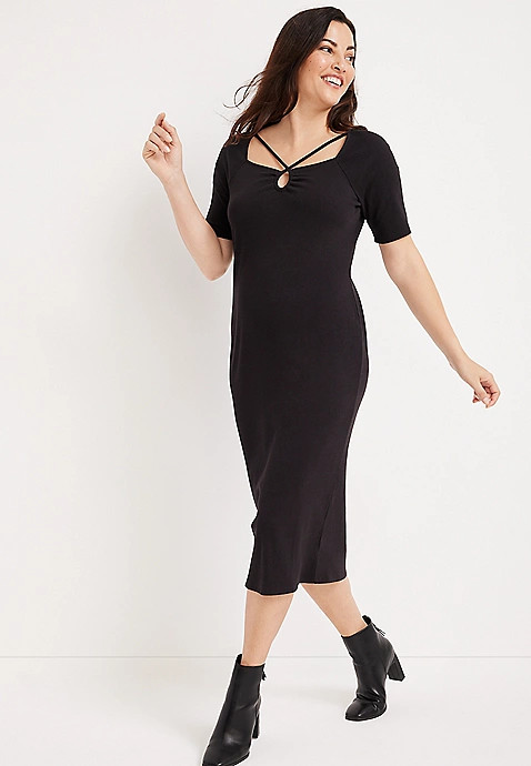 Cross Front Midi Dress | Maurices