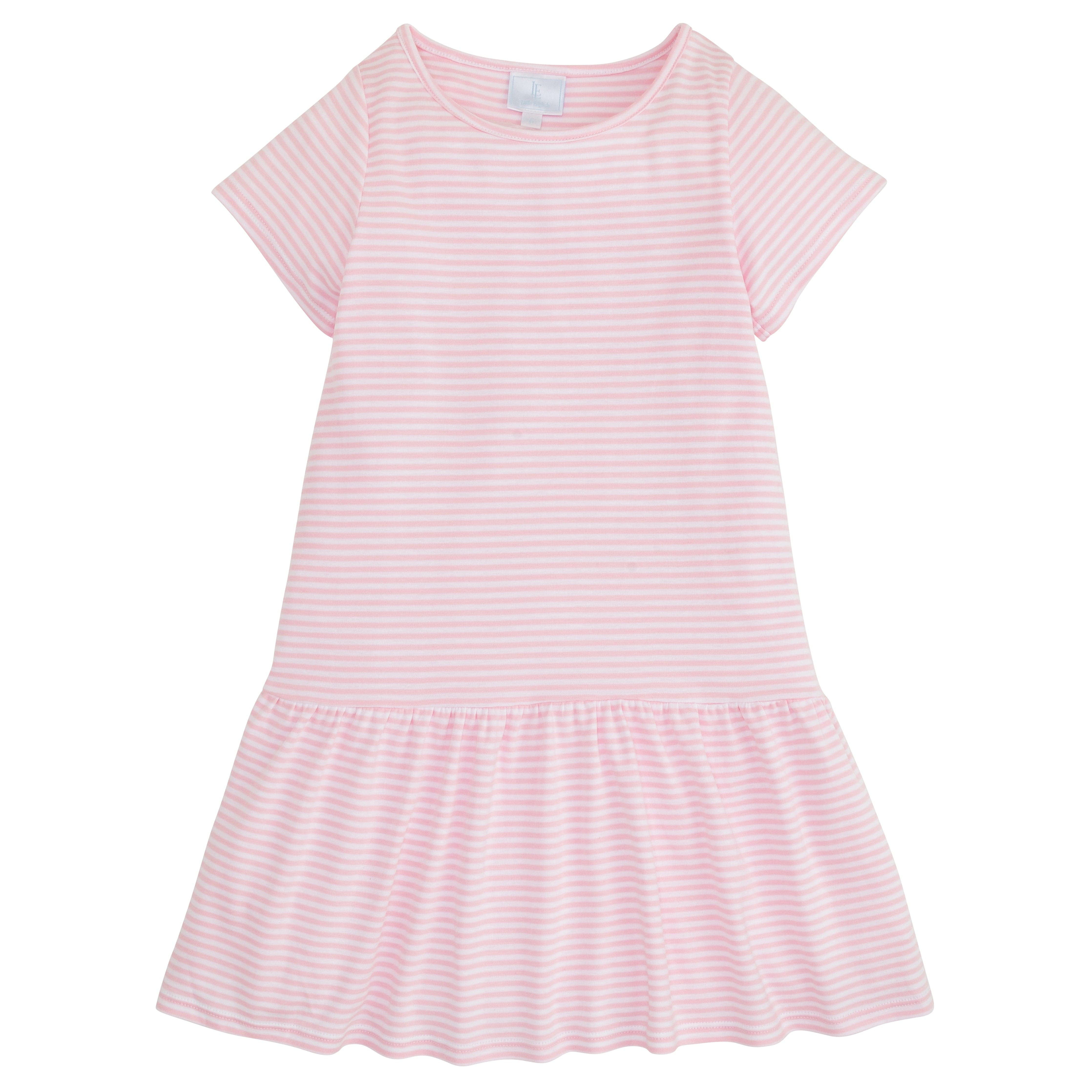 Girl's Pink Striped T Shirt Dress - Casual Wear | Little English