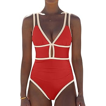 popvil Women One Piece Swimsuit 2026 Tummy Control Sexy Cutout Neon Color Block Bathing Suit Slim... | Amazon (US)