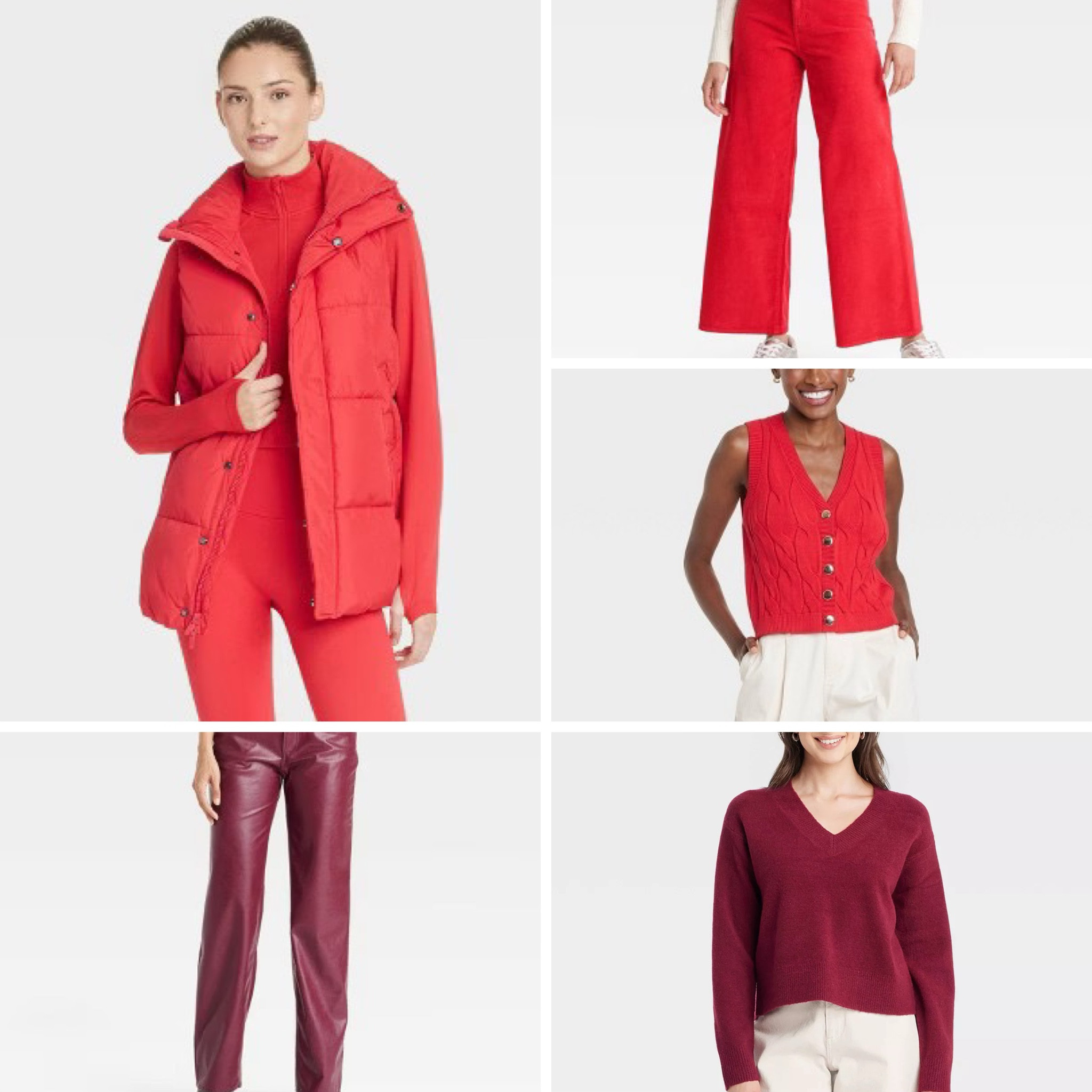 Target trending deep berry and red
Puffer vest, wide leg cords, faux leather pants, v-neck sweater, cable knit vestt

#LTKSaleAlert #LTKStyleTip #LTKFindsUnder100