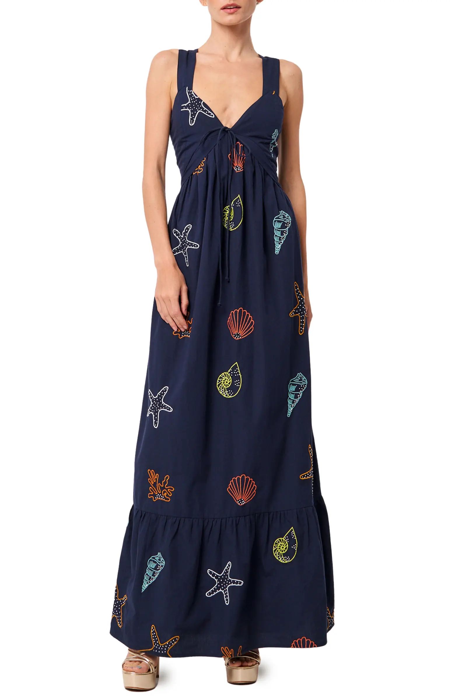 Trina Sea Creature Print Cotton Maxi Dress | Nordstrom