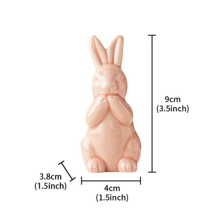 Spring Easter Bunny Figurine Pink Porcelain Bunny Statue - Mini Ceramic Easter Bunny Statue Sprin... | Walmart (US)