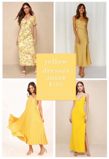 Yellow dresses under 100 for wedding guest dresses 🌼 affordable wedding guest outfits for summer wedding season! 

#LTKFindsUnder100 #LTKWedding #LTKSeasonal