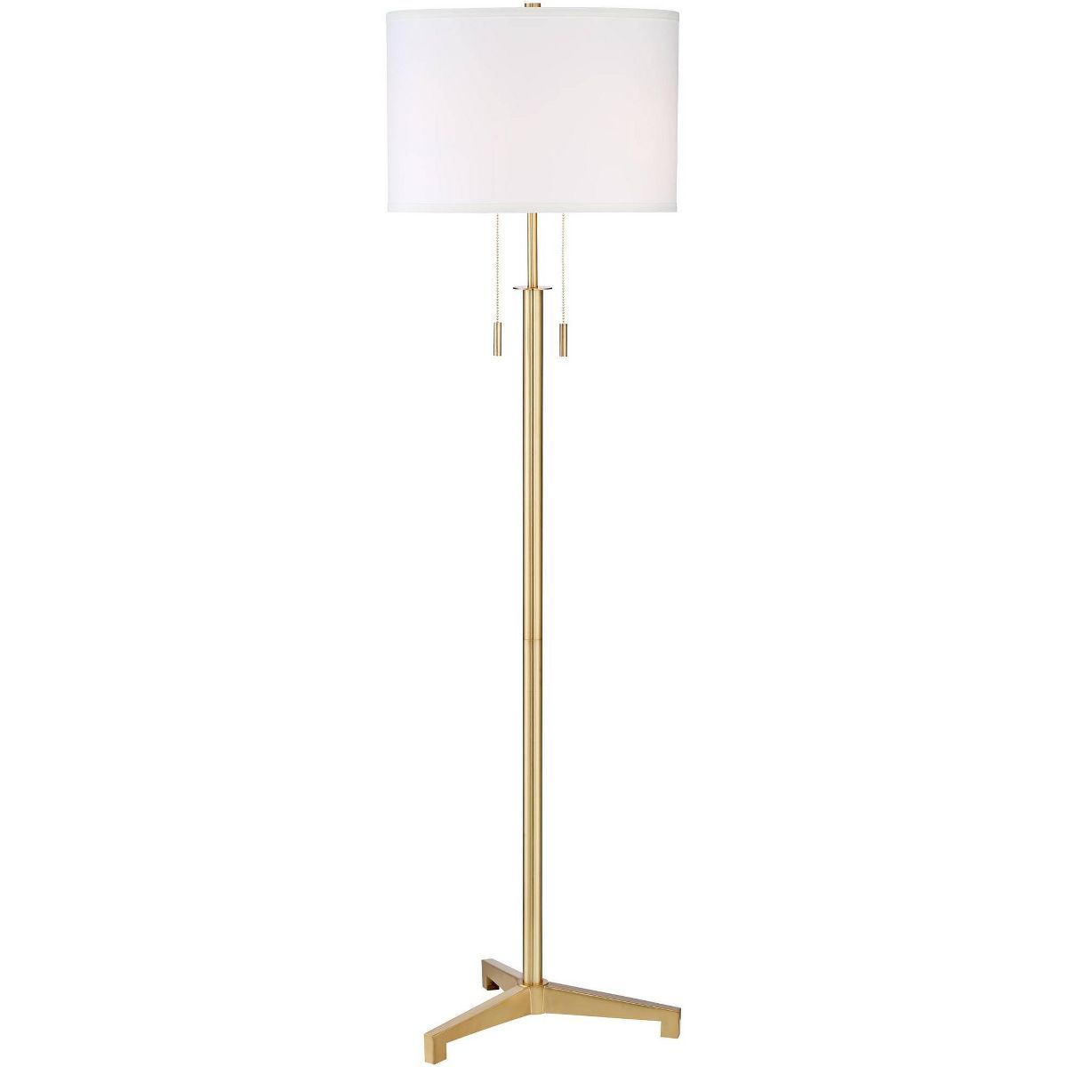 Possini Euro Design Encino Modern Tripod Floor Lamp Standing 60" Tall Brass Gold Metal Off White ... | Target
