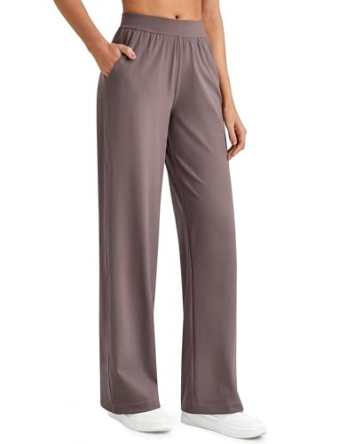 G4Free Wide Leg Yoga Pants for Women Business Casual Work Trousers with Pockets High Waist Dressy Office Slacks Quick Dry (Taupe,XXL,Regular) | Amazon (US)