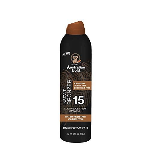 Australian Gold Continuous Spray Sunscreen with Instant Bronzer SPF 15, Immediate Glow & Dries Fast, | Amazon (US)