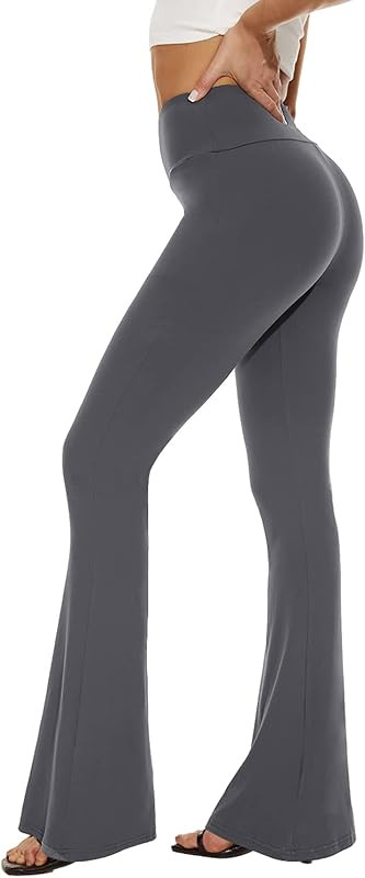 Sundwudu Black Flare Yoga Pants for Women - Soft High Waist Bootcut Leggings Tall & Long Palazzo ... | Amazon (US)