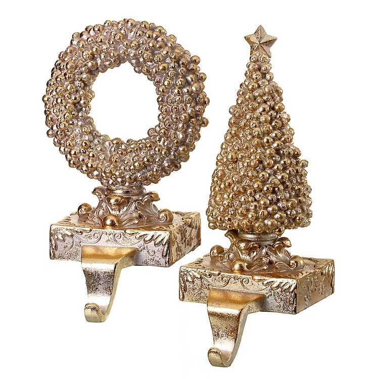 New! Gilded Tree and Wreath Stocking Holders, Set of 3 | Kirkland's Home