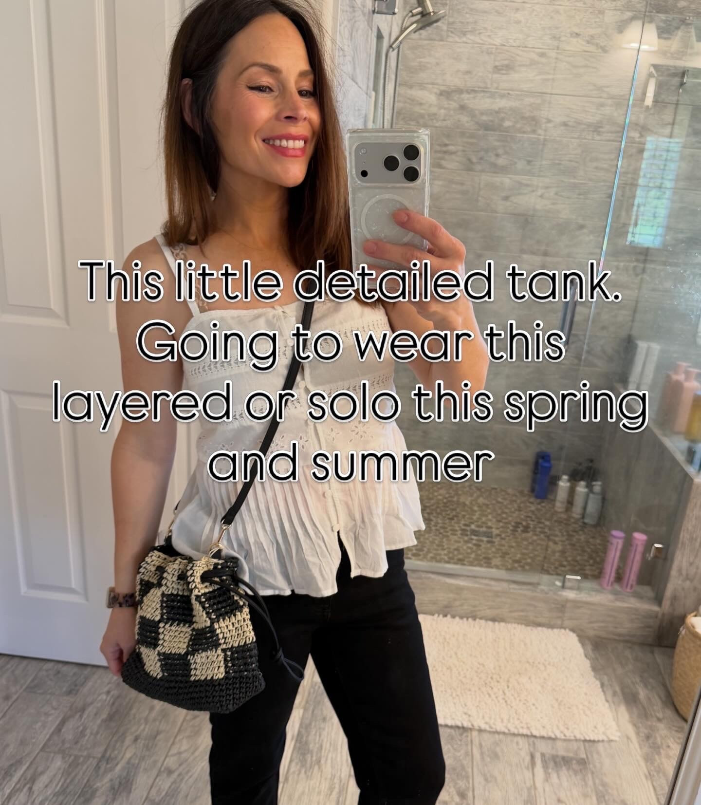 Perfect white tank for layering this spring and to wear on its own in warm weather. Beautiful details and wear with any jeans or shorts or skirts!

#LTKPetite #LTKootd #LTKOver40