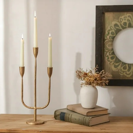 Sziqiqi Elegant Gold Cast Iron Candle Holders - Handcrafted Vintage Candelabra for Dining Table, Fireplace, and Entryway Decor, Ideal for Housewarming and Holiday Presents | Walmart (US)