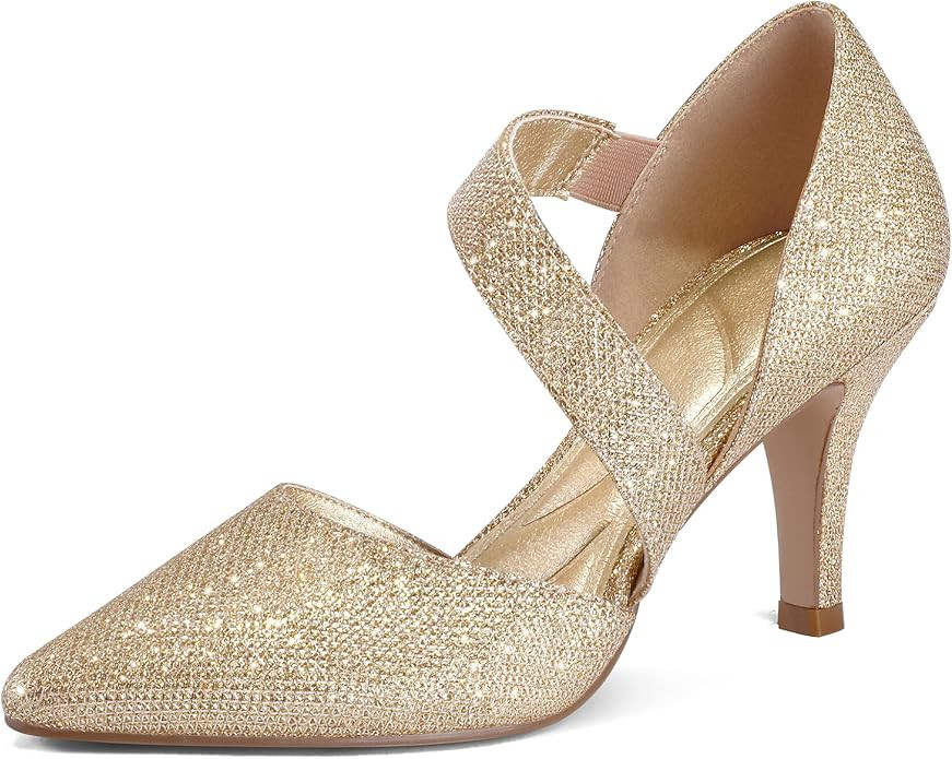 mysoft Women's Pointed Toe Low Stiletto Heel Dress Pumps Shoes - Available in Wide Sizes | Amazon (US)