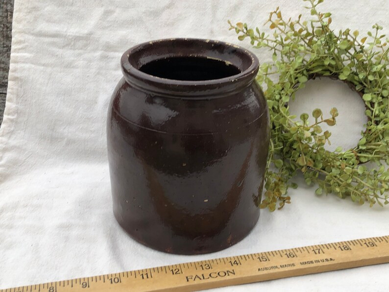 Vintage Dark Brown Crock Vase Brown Stoneware Vase Container | Etsy | Etsy (US)