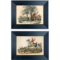 Set Of 2 Small Equestrian Fox Hunt Scenes Behind Glass, Art, English Decor, Country Gallery Wall Art | Etsy (US)