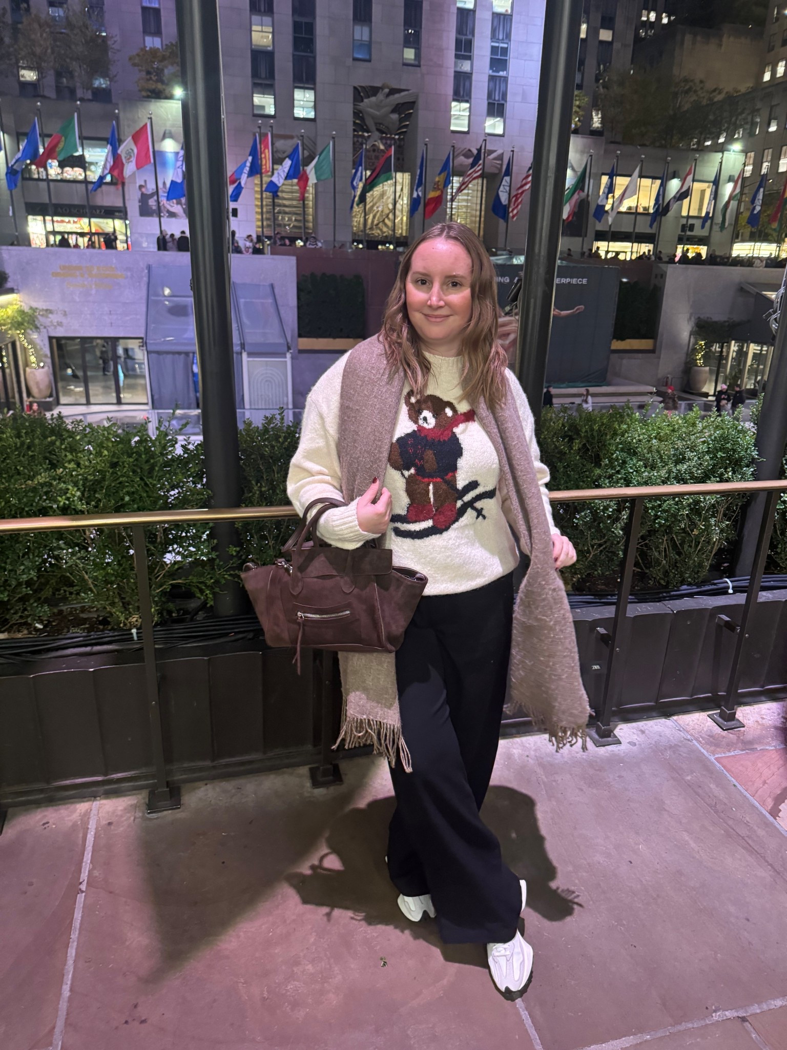 Winter outfit idea featuring black pants, a cozy knit sweater, and scarf. Chic cold weather outfit perfect for NYC winter, everyday wear, and classic winter layering

#LTKWorkwear #LTKootd #LTKdayinmylife