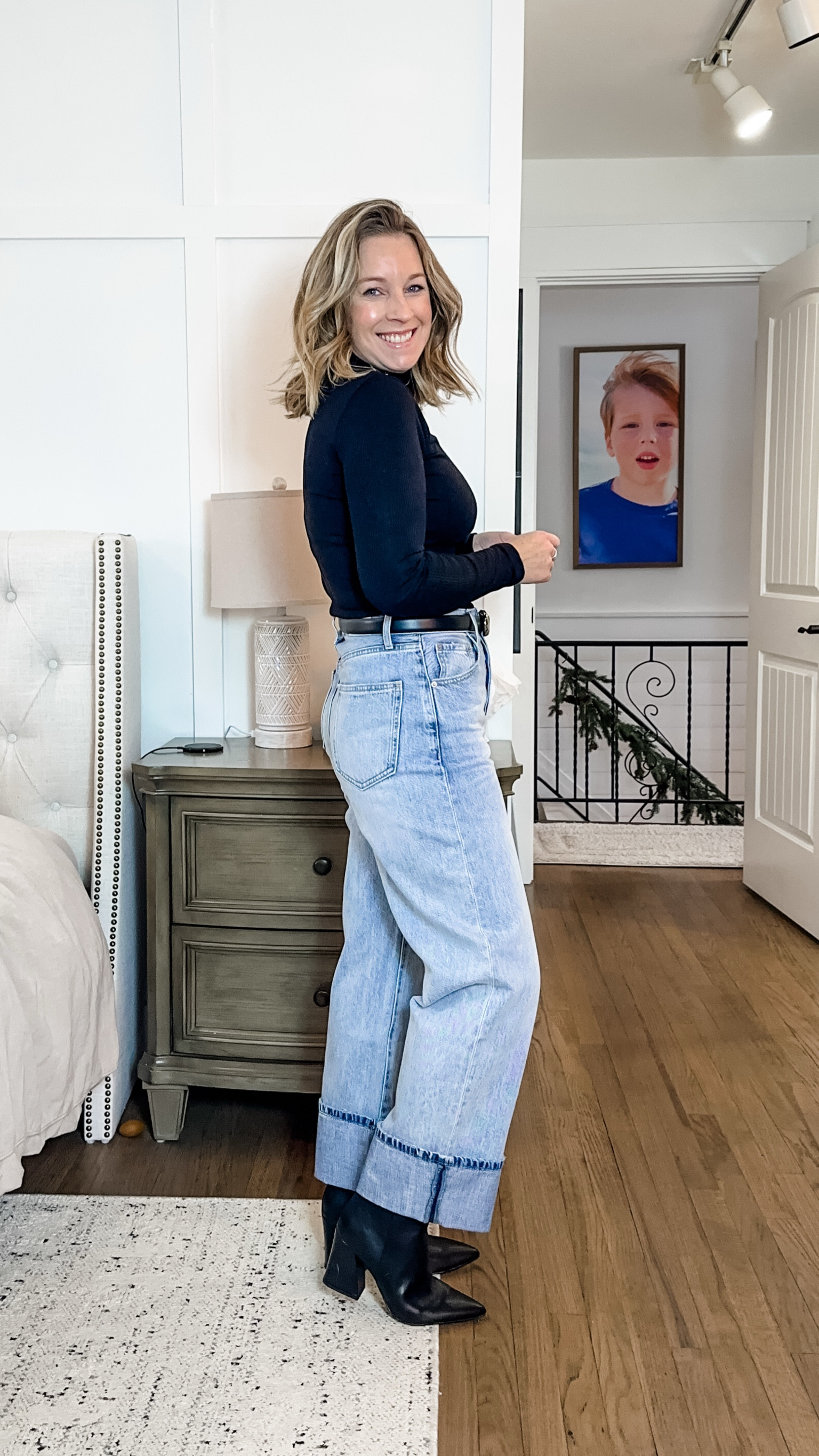 Classic and chic  
Small top and it’s so soft and stretchy and while I did size down 2 to a 27 in these jeans, after washing and drying, they’re a tad tight! So I would NOT recommend DRYING them. As least not all the way or throw them in after mostly air drying. If you’re ok with a little looser fit, size down only 1. But im in love with them and wear them uncuffed too! 

#LTKFindsUnder100 #LTKMidsize #LTKStyleTip