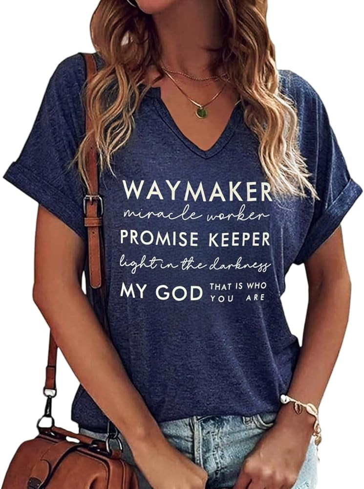 Women V Neck Christian Shirts Vintage Bible Verse Boho Floral Graphic Tees Christian Gifts for He... | Amazon (US)