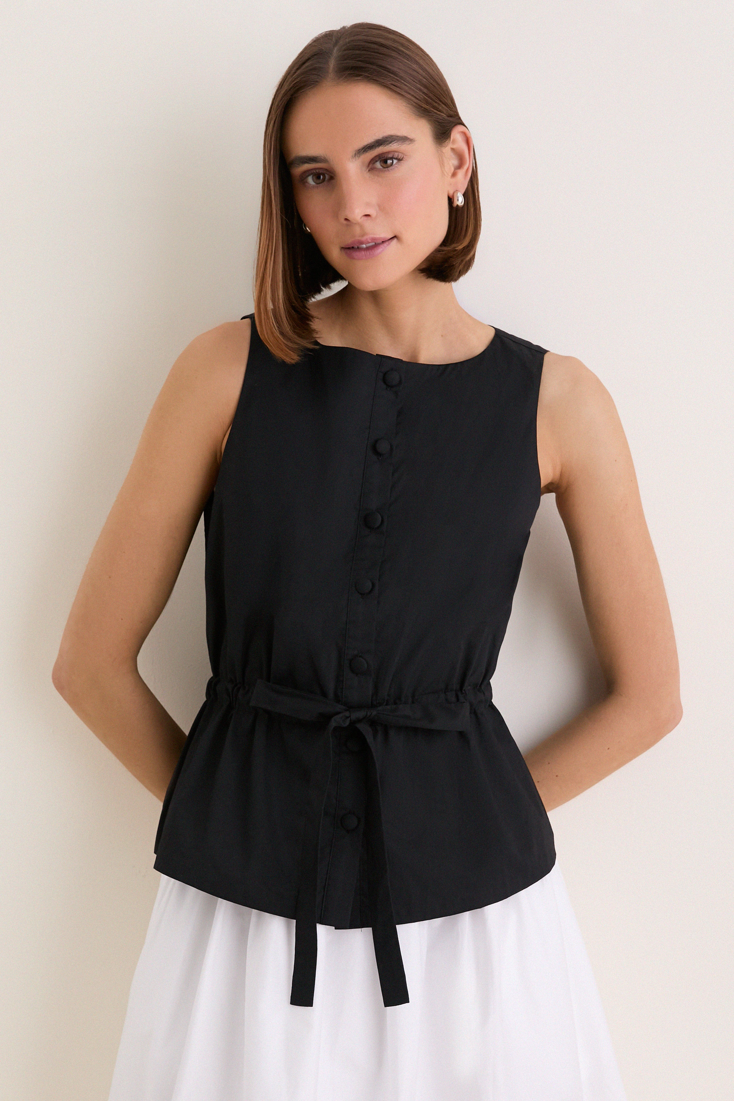 Black Cotton Poplin Francoise Top | Tuckernuck (US)