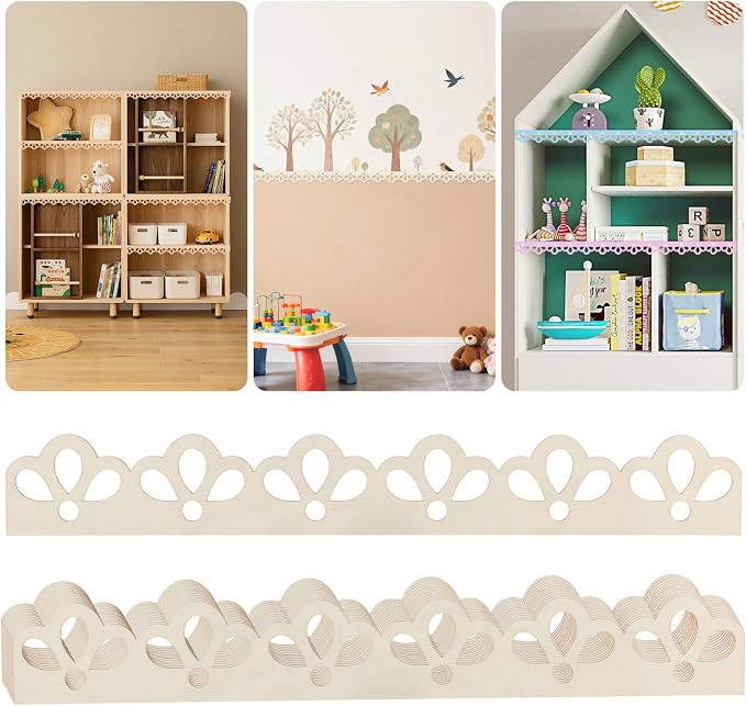 12 Pack Scalloped Wood Trim, Decorative Scallop Edge Molding Trim, Floral Cutout Pattern Design, ... | Amazon (US)