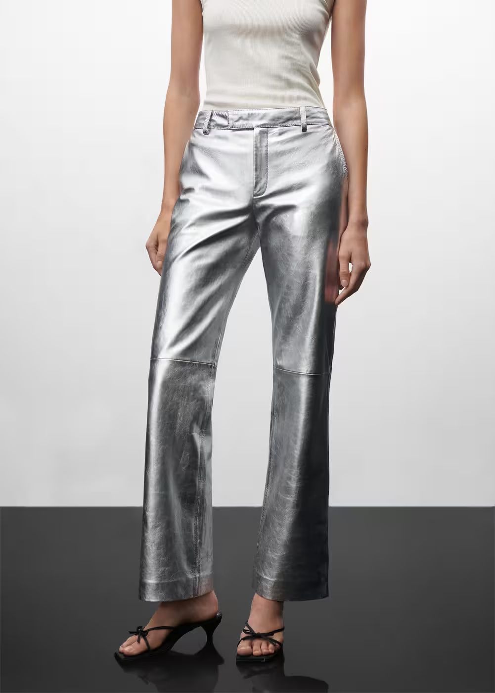 Metallic leather pants -  Women | Mango USA | MANGO (US)