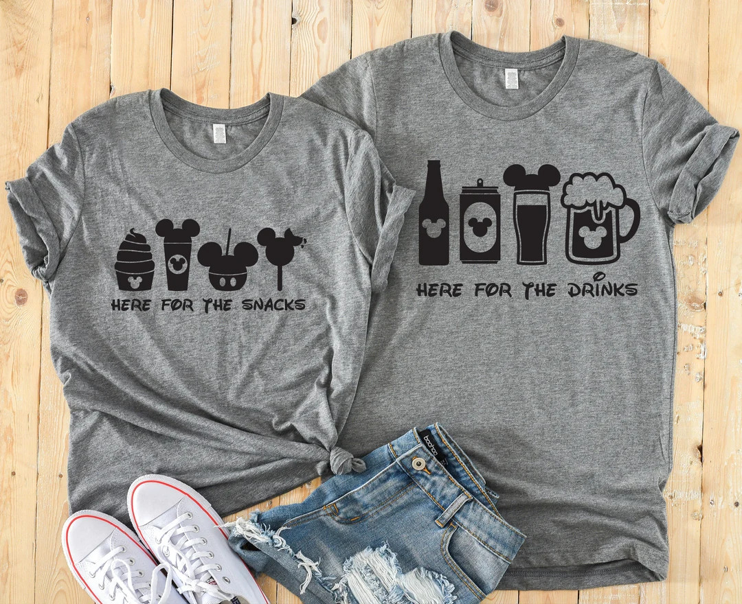 Here for the Snacks and Here for the Drinks Funny Disney Couples Shirt Matching Disney Shirts sna... | Etsy (US)