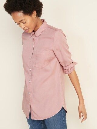 Pigment-Dyed Tencel® Long-Sleeve Shirt for Women | Old Navy (US)