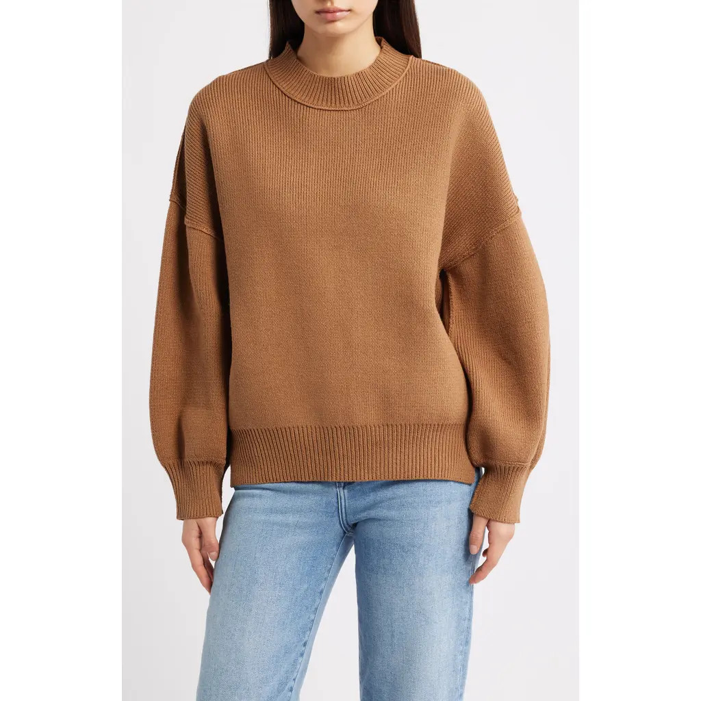 All in Favor Oversize Rib Sweater in Mocha at Nordstrom Rack, Size Medium | Nordstrom Rack