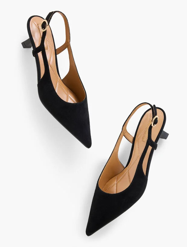 Olivia Suede Slingback Kitten Heel Pumps | Talbots