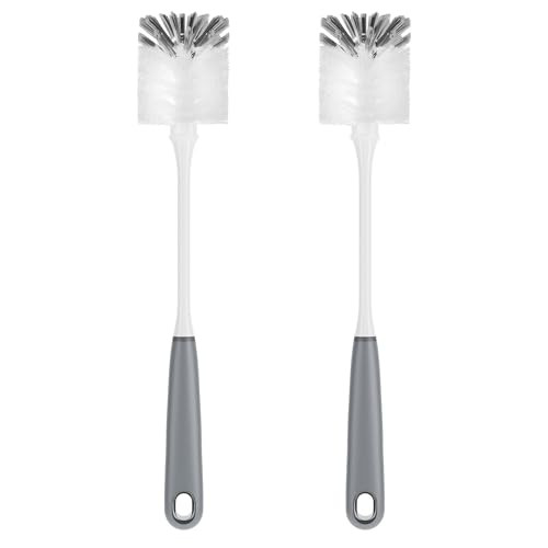 MR.SIGA Long Handle Bottle Brush, Flexible Scrub Brush for Water Bottles, Glasswares, Mugs, Gray, 2 Pack | Amazon (US)