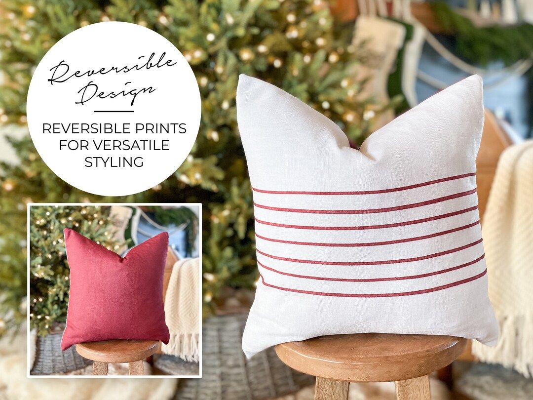 Red Stripe Holiday Collection Reversible Printed Pillow Cover | Etsy (US)