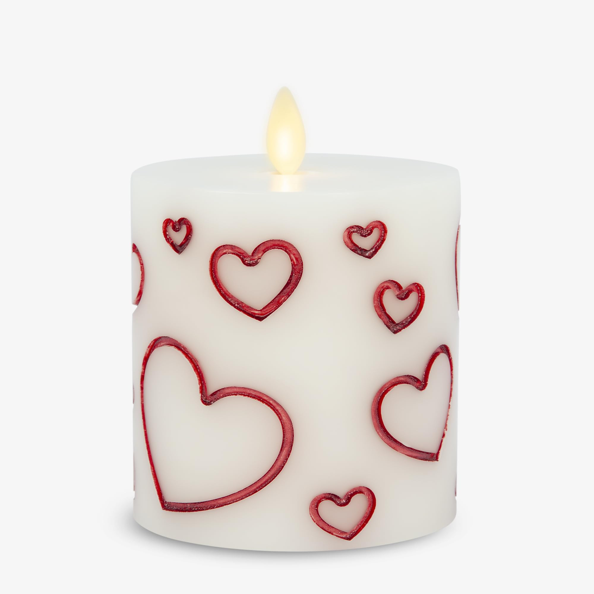 Luminara Debossed Hearts Pillar Candle Metallic Red - Patented Flickering Flameless Technology - ... | Amazon (US)