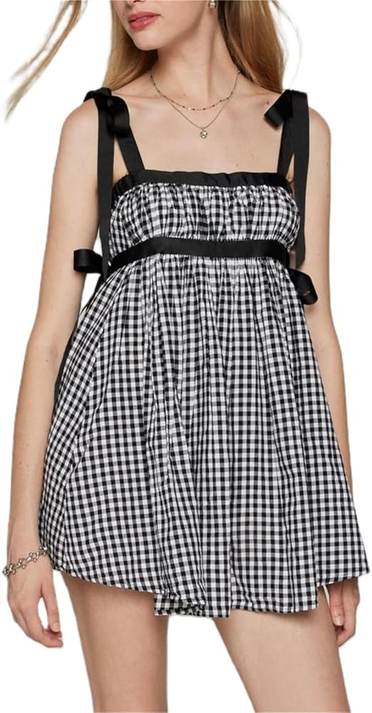 Alyweatry Women Chic Vintage Lace Cute Fairy Dress Sleeveless Spaghetti Strap Aesthetic Mini Dres... | Amazon (US)