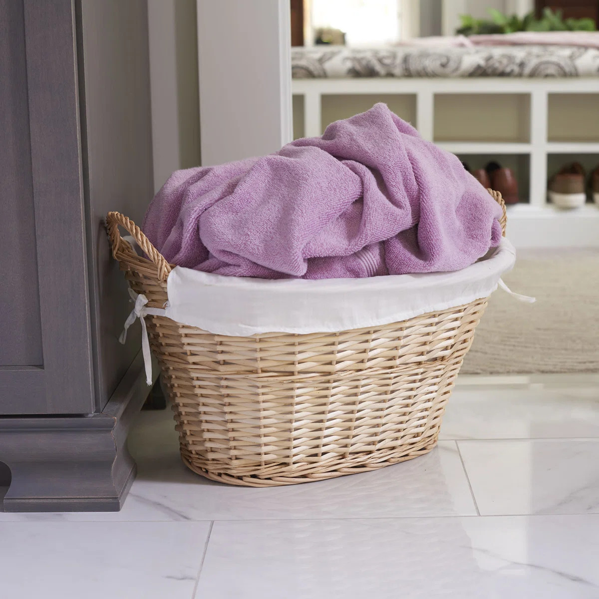 Wicker Laundry Basket with Handles, Handwoven Willow, and Removable Washable Liner | Wayfair North America