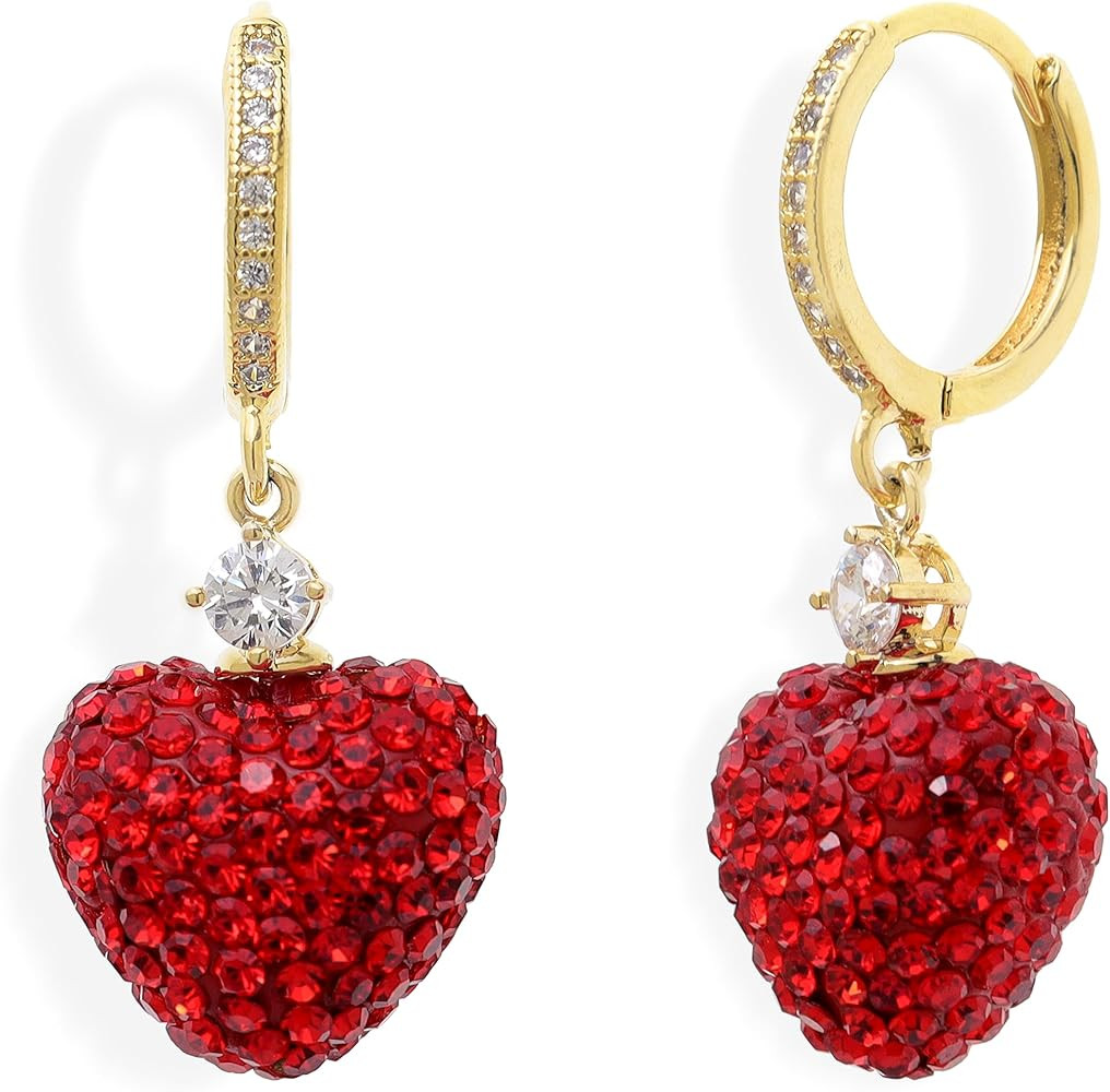 Sonateomber Gold Silver Small Hoop Dangle Earrings for Women, Trendy Dainty Rhinestone CZ Danglin... | Amazon (US)