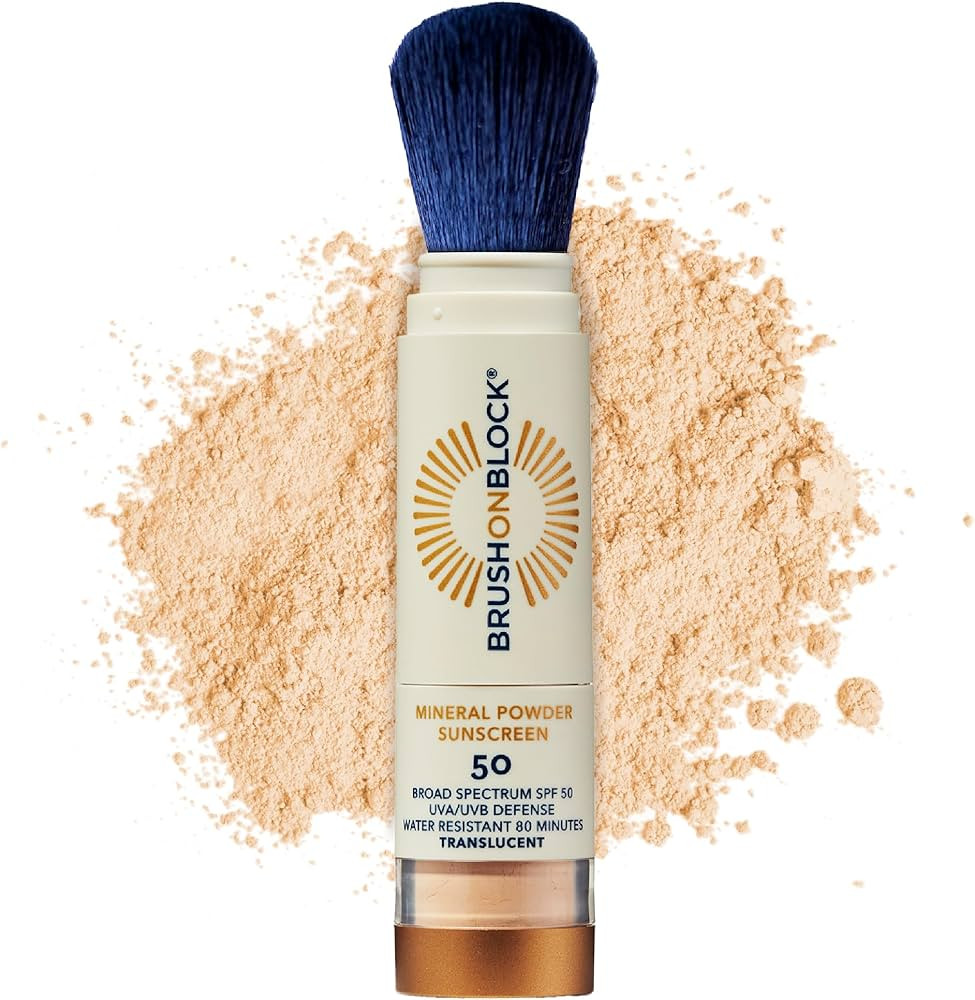 Brush On Block SPF 50 Mineral Powder Sunscreen, Translucent, Broad Spectrum, Water Resistant Face... | Amazon (US)