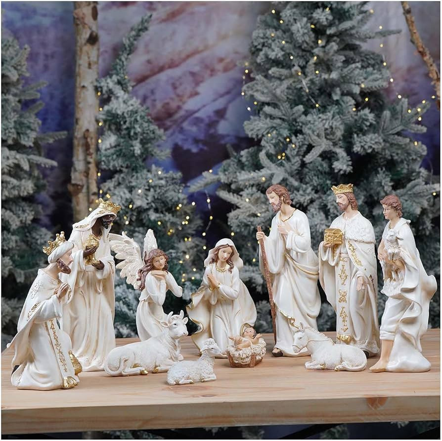Zayton Nativity Set Christmas Indoor 11 Pcs 5 Inch Scene Statue Figurines Jesus Manger Crib Ornam... | Amazon (US)