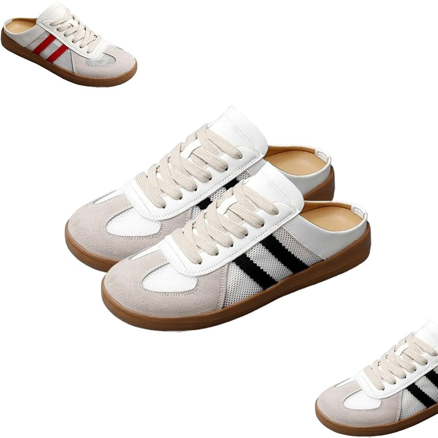 2025 New Women's Fashionable Contrast Mesh Design Lace Up Walking Shoes,Backless Sneakers Open Ba... | Amazon (US)