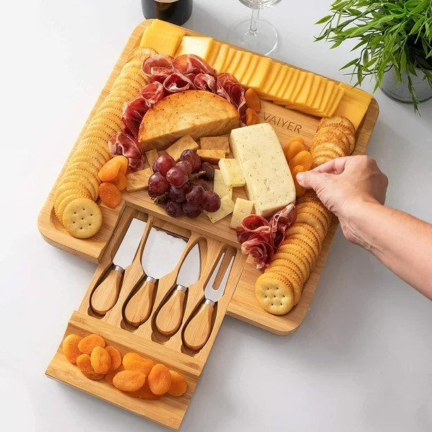 Home Bamboo Cheese Board Tray #1 Thanksgiving Gift Charcuterie Platter Plates & Serving Tray for ... | Walmart (CA)