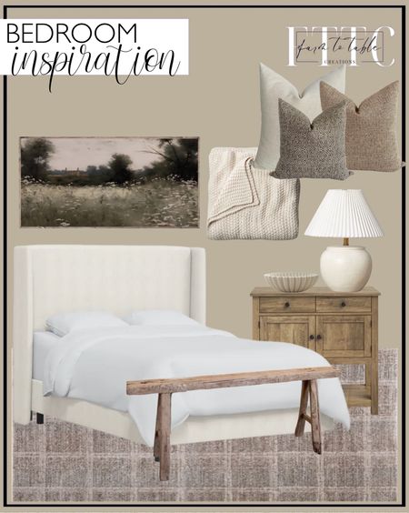 Bedroom Inspiration. Follow @farmtotablecreations on Instagram for more inspiration.

Garmon 35.4'' Console Table with Drawers and Cabinet. Angela Rose x Loloi Ember Fog / Dove Area Rug. Tilly Upholstered Bed. Serene Pillow Cover Set. Moody Field of Lace Canvas Printed Sign. Distressed Ceramic Table Lamp Cream (Includes LED Light Bulb) - Hearth & Hand with Magnolia. Chunky Knit Bed Blanket - Casaluna. Bedroom Inspiration. Bedroom Rug. Ruffled Bowl. Skinny Bench. Bedroom Finds  

#LTKhome #LTKfindsunder50 #LTKsalealert