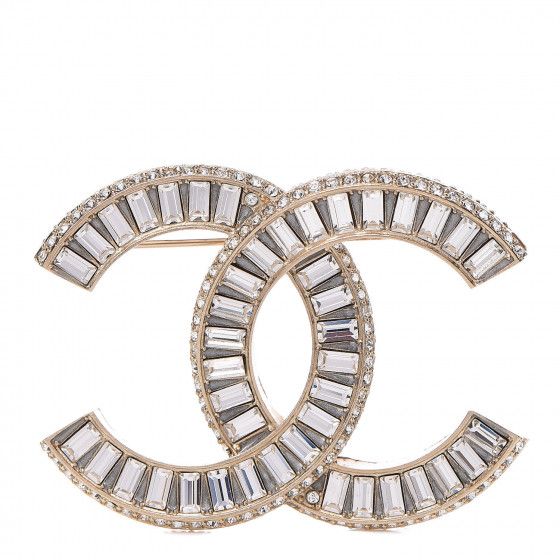 CHANEL Baguette Crystal CC Brooch Gold | Fashionphile